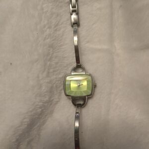 L.E.I. NWOT Silver Band Watch With Bright Green Square Dial